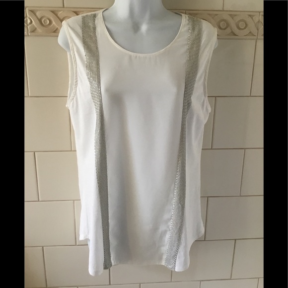 J. Crew Tops - J. Crew Chainmail Stripe White Tank Top M